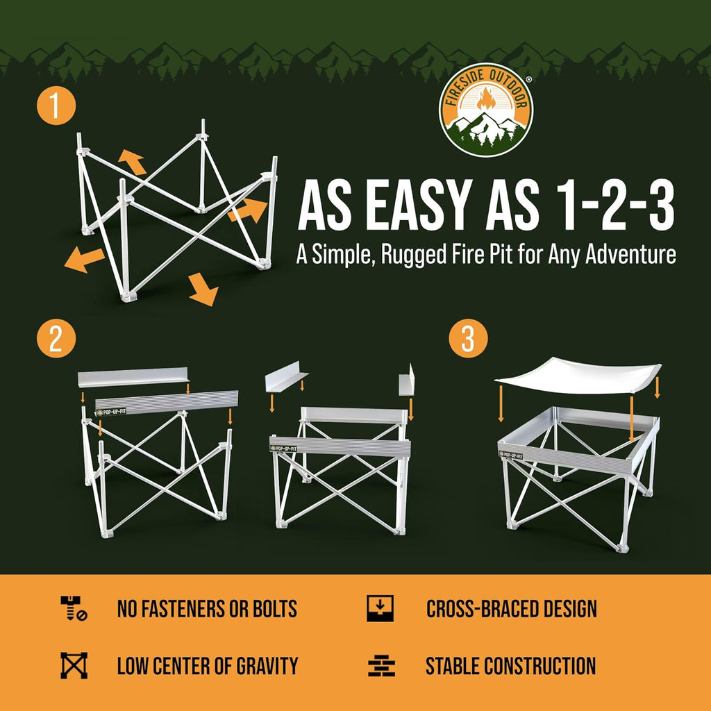 Fireside Outdoor Portable Fire Pit for Camping Fire Pit 24 Inch
