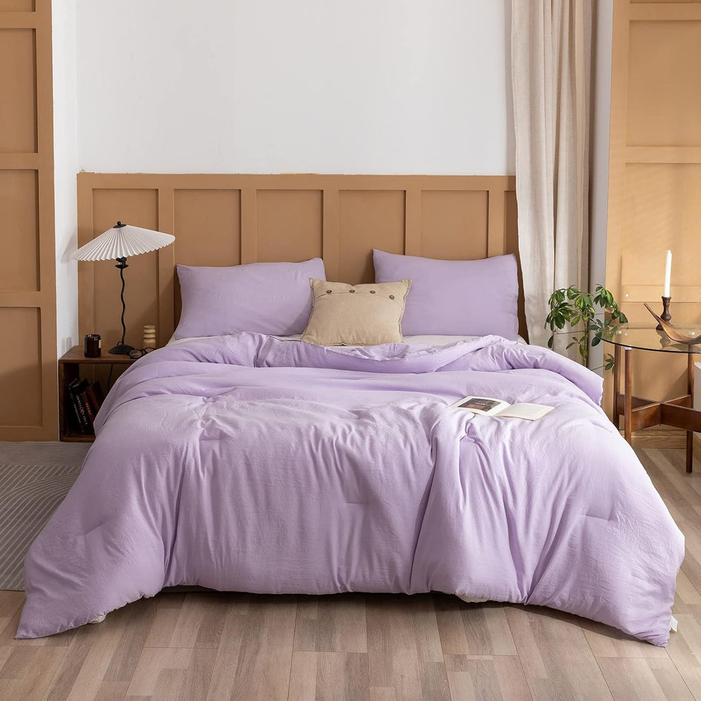 Full Comforter Sets for Girls Boys Teens Lavender, 3pcs (1 Boho Comforter & 2 Pillowcases) Lightweight Kids Comforter