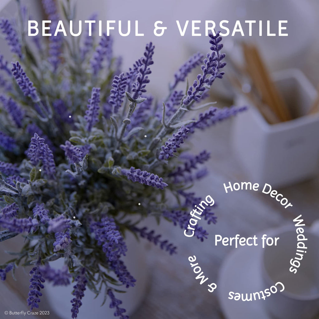 Lavender Artificial Flower Stems - UV-Protected Outdoor Artificial Plants - Plastic Flowers for Outdoors - Floral
