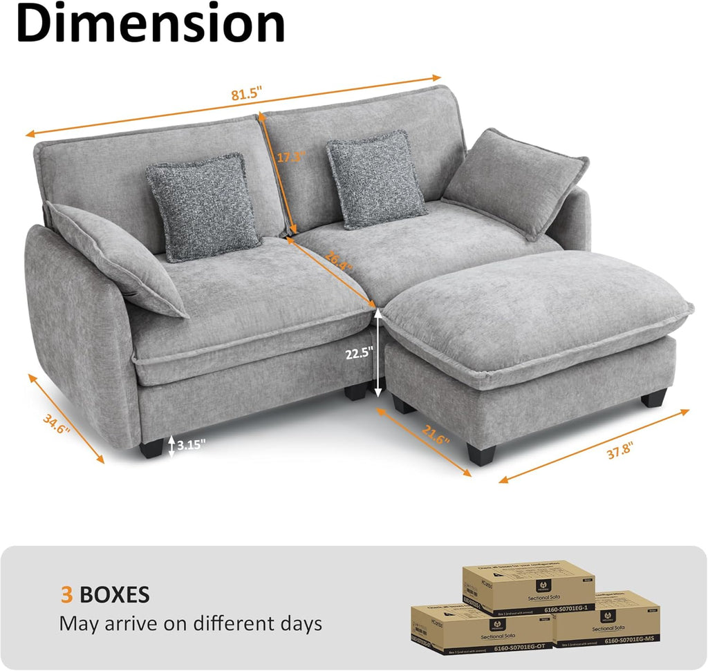 MCombo Oversized Modular Sectional Sofa, FSC Certified L Shaped Cloud Sectional Couches for Living Room