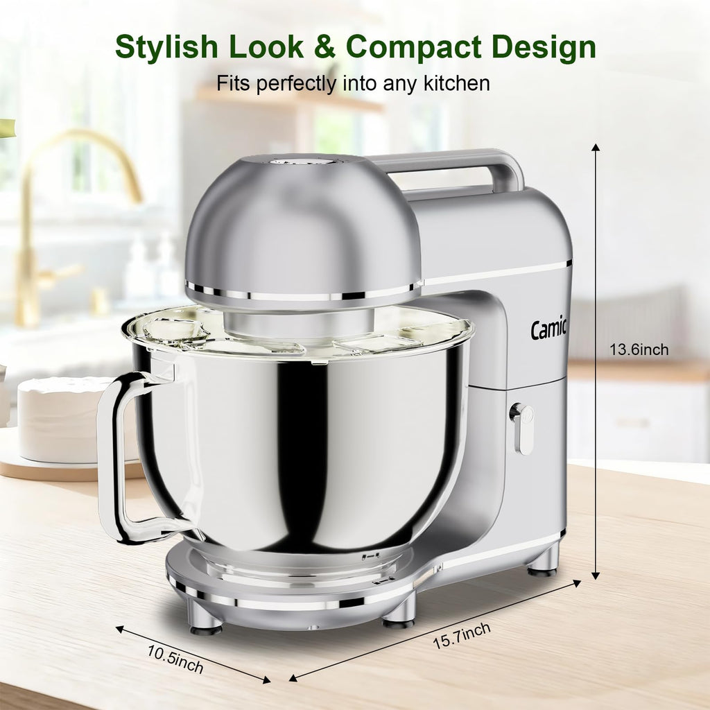 7.45 QT Tilt-Head Stand Mixer, Electric Mixer for Baking (Silver)