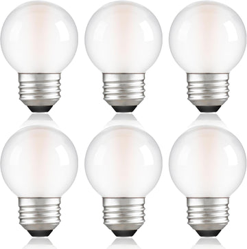 G16.5 E26 dimmable LED filament globe bulb, frosted 2700K, indoor and outdoor, set of 6