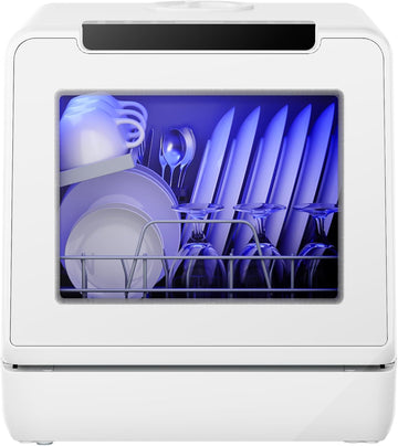 Countertop Dishwasher Portable with 8 Programs, 5L Built-in Water Tank, 167℉ High-Temp, No Hookup Ne