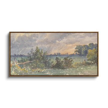Extra Large Framed Vintage Wall Art, Cloud under Sky Print, 20x40In