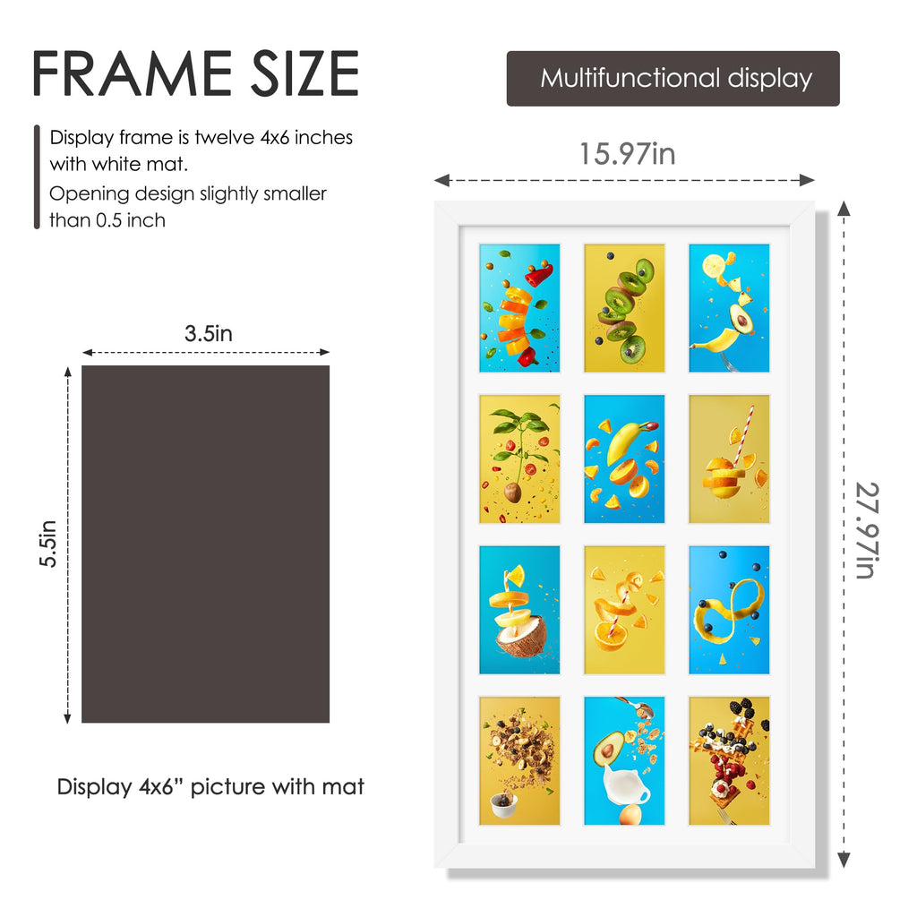 14x26 Collage Frame For 12 4x6 Photos White