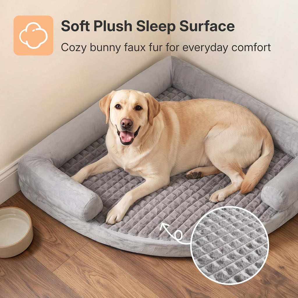 Corner Dog Bed, 42" Orthopedic Washable Dog Bed for Large Size Dogs