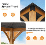 13’x 15’ Outdoor Spruce Wood Gazebo
