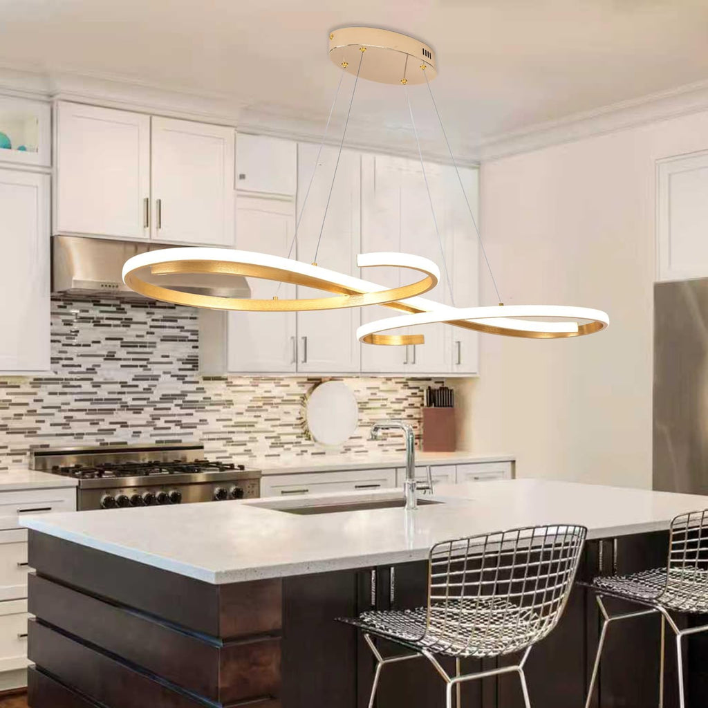 Gold Led Chandelier Dimmable Modern Chandelier for Dining Room Light Fixture Contemporary Led Pendant Light for