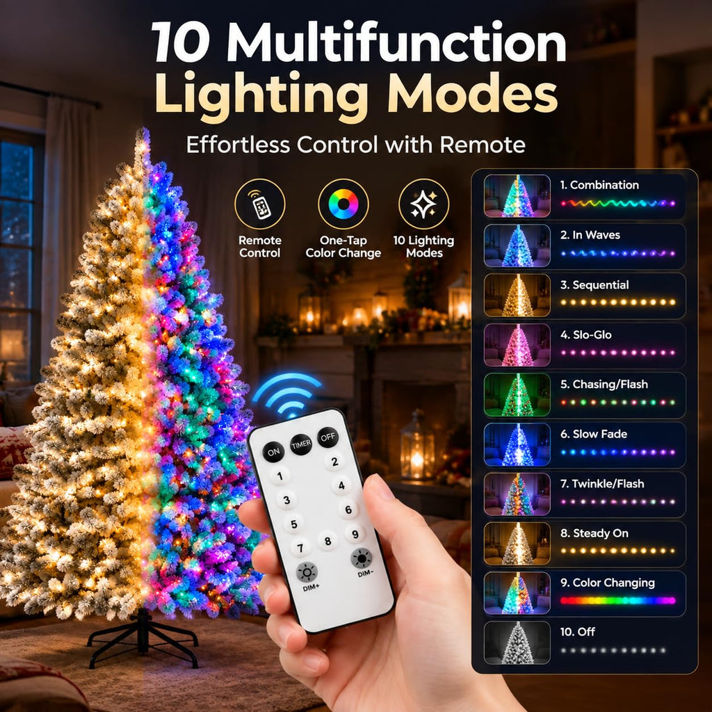 7.5ft Pre-lit Artificial Flocked Christmas Tree