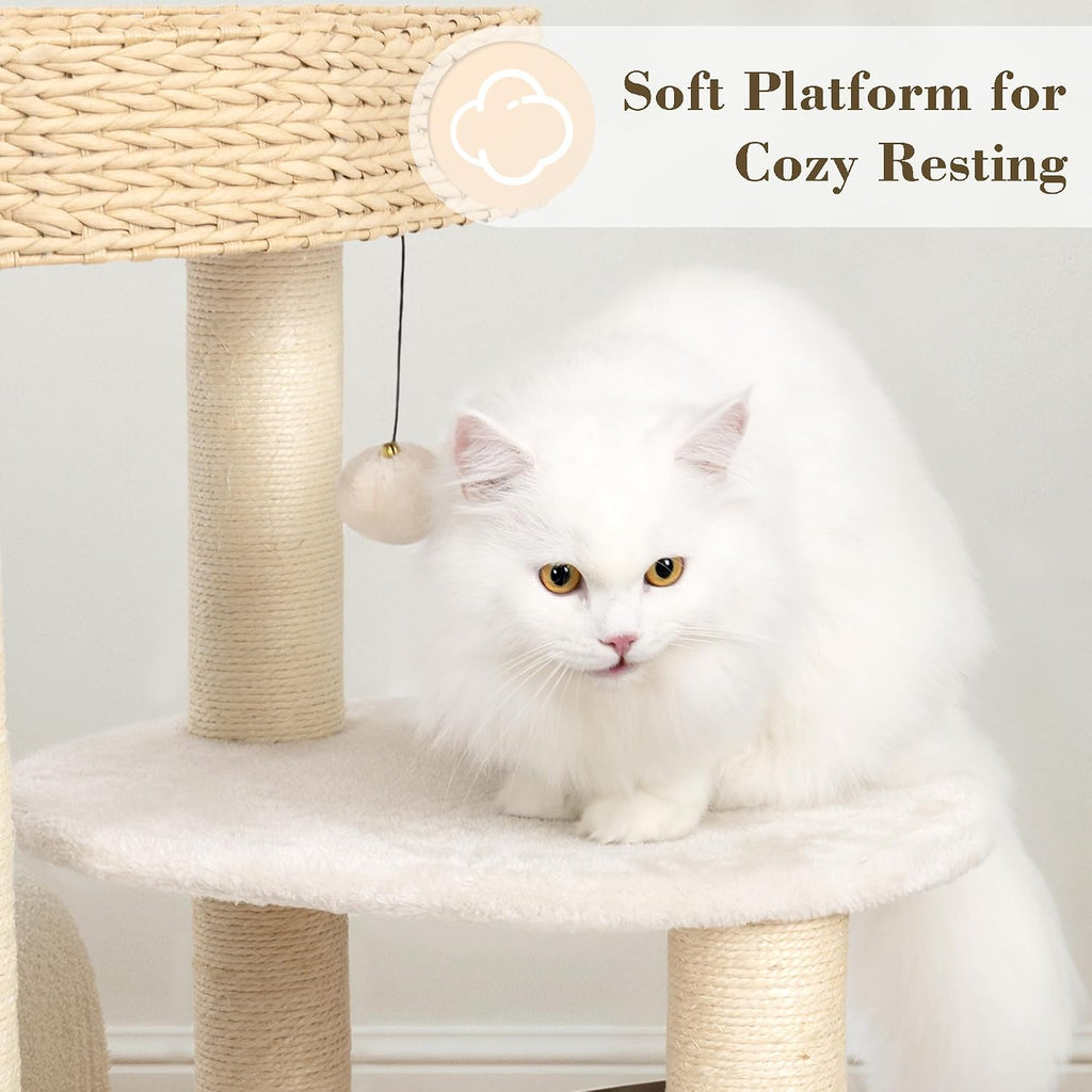 39 Inch Modern Cat Tree Solid Wood Cat Tower for Large Cats