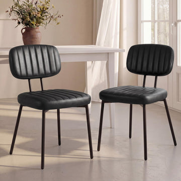 Dining Chairs Set of 2, Mid Century Modern Kitchen Chairs, Black
