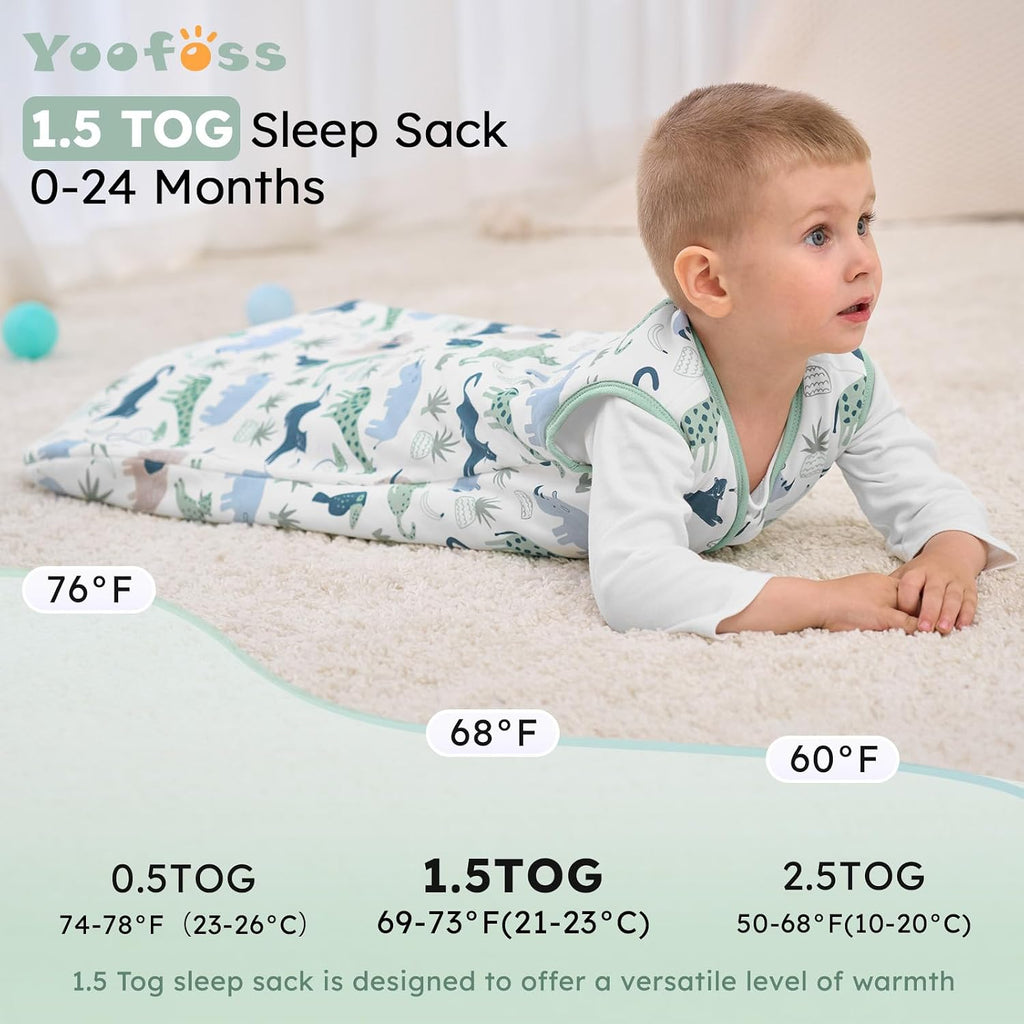 Baby Sleep Sack 1.5TOG 100% Organic Cotton Way Zipper