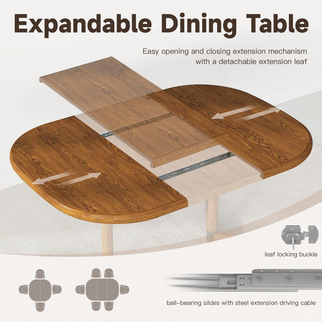 5-Piece Square Round Expandable D7775 Dining Set-Chestnut-Bronze