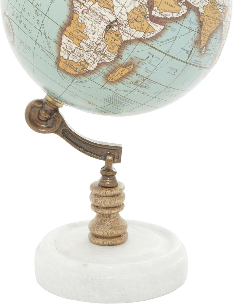 Marble Globe with Marble Base, 7" x 7" x 11", Teal