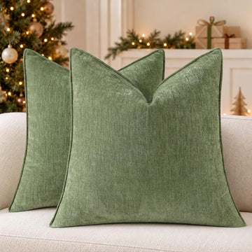 Christmas Olive Green Throw Pillow Covers 20x20 Set of 2