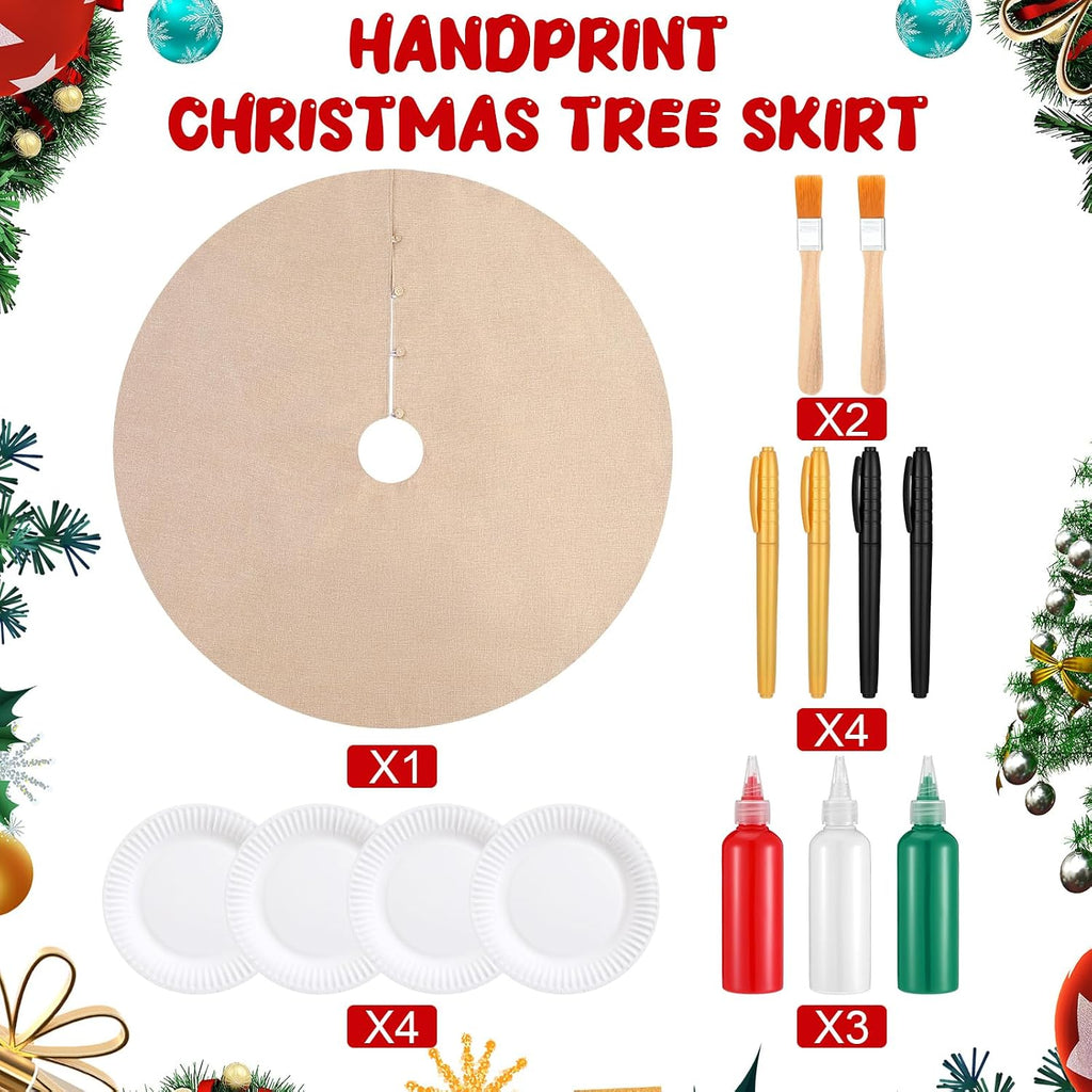 Handprint Christmas Tree Skirt Set, 48 Inches