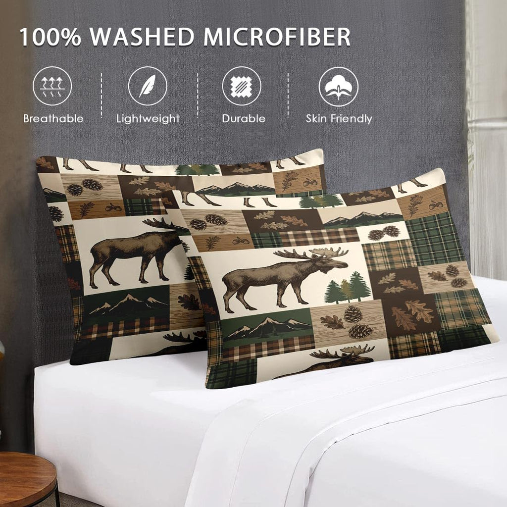 Comforter Set, 2 Pieces Rustic Plaid Bedding Set