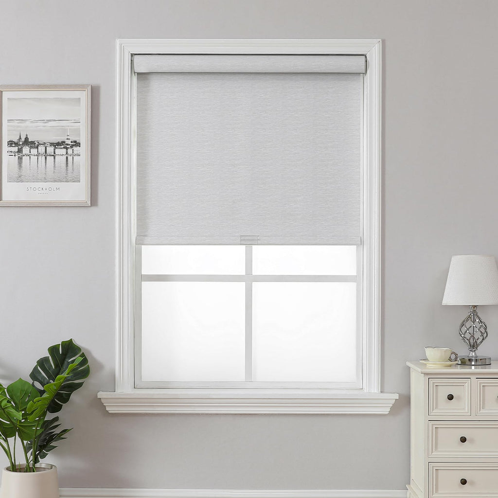 Cordless Blackout Roller Shade, Zero-Gap Top, Grey