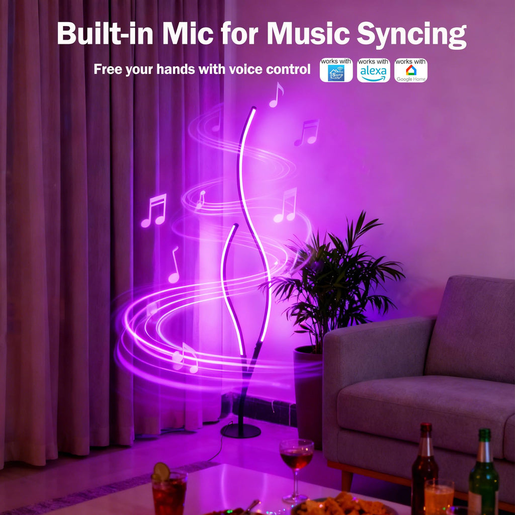Floor Lamps Modern Smart Corner Lamp with APP and Remote 1500 Lumen LED Lights with Music Sync, 16 Million DIY