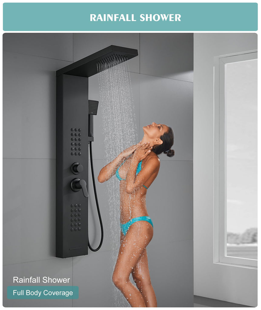 Rainfall Shower Panel System - 4 in 1 Full Body Shower Tower