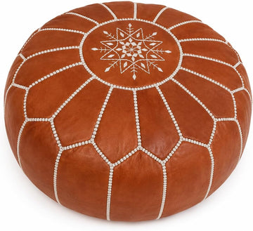Pouf Ottoman with White Embroidery | Pouf Ottoman