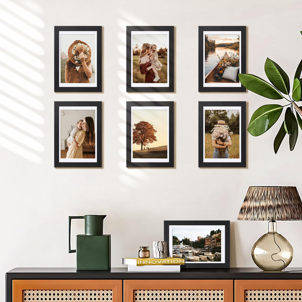 4x6 Picture Frames Set of 18, Wall or Tabletop Display, Black