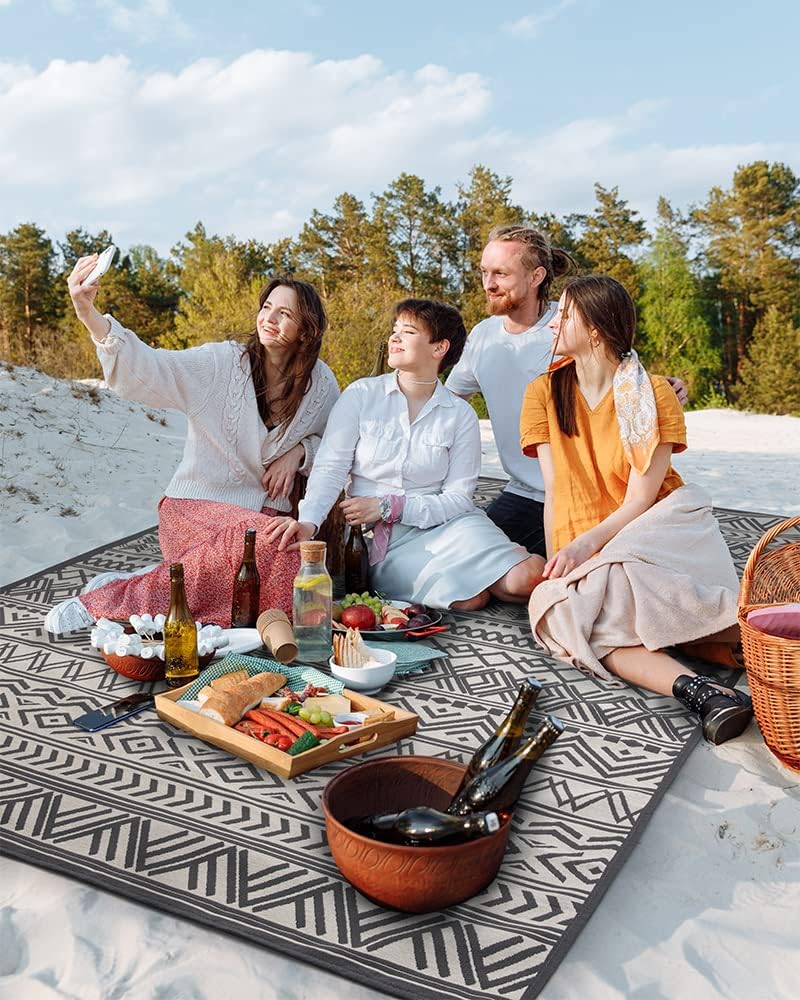 Outdoor Rug Carpet, Flatweave Textured Outdoor Patio Rug Non Slip Indoor Outdoor Rugs with Rubber Particles