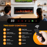 Electric Fireplace 50 Inch, Recessed Wall Mounted and Free Standing Fireplace Heater with Remote Control