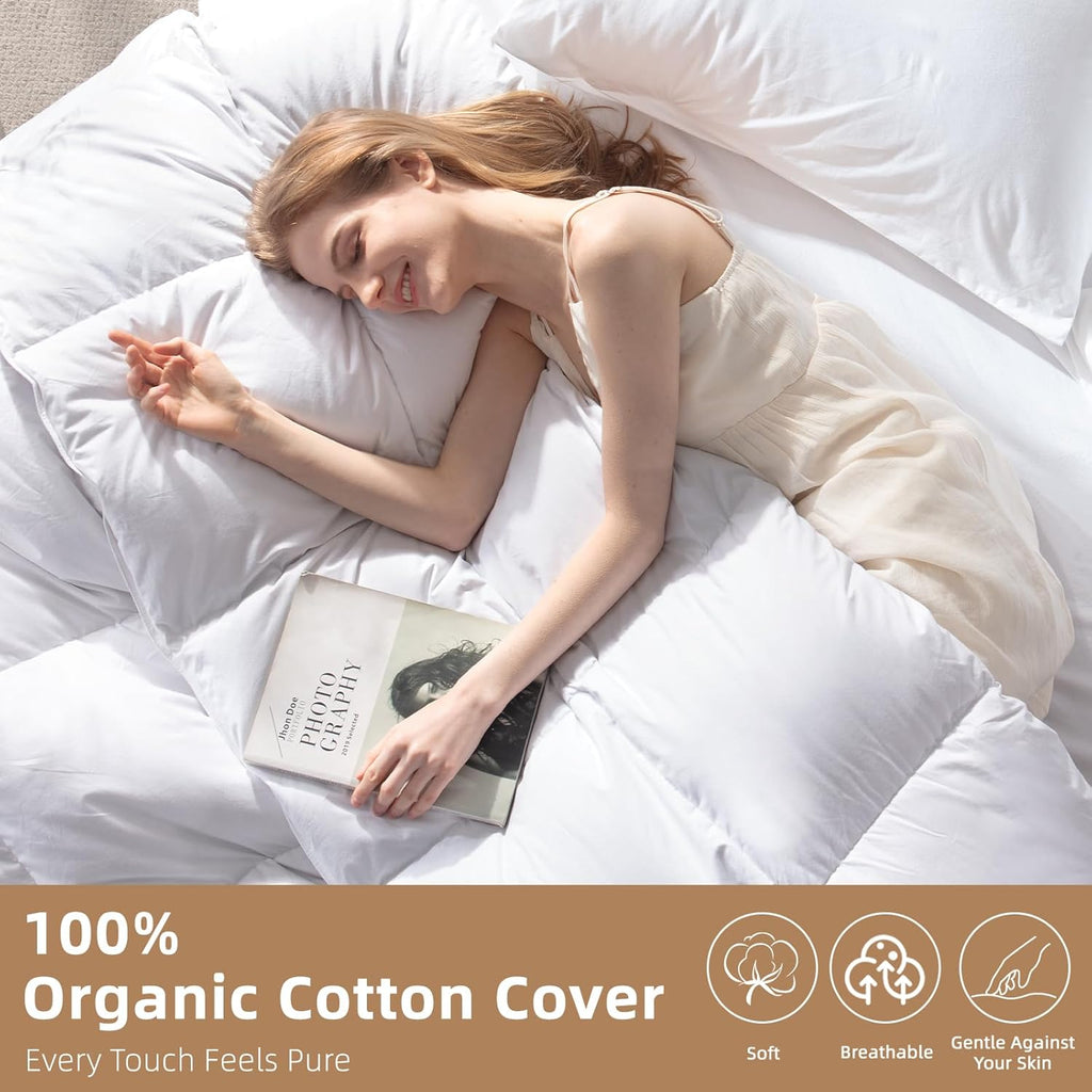 Hungarian Down Feather Fiber Comforter Queen,Hotel Style Bedding Comforter,750+ Fill Power,1200TC,10