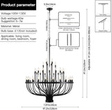 Large Black Chandelier 48 Light for High Ceilings, Big Farmhouse Wagon Wheel Chandelier for Dining Room 3-Tier 47.2 in for Hallway, Living Room, Foyer A109-B0CTH9YR5V