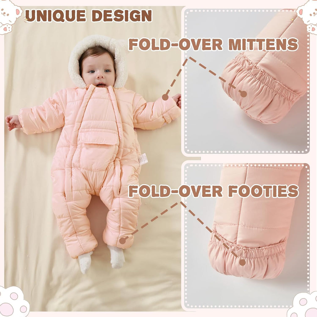 Baby Girls Boys Snowsuit Winter Clothes Jumpsuit Romper Infant Hooded Fleece Coat Jacket Outwear