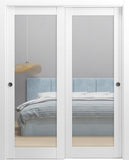Sliding Closet Door SARTODOORS Lucia 1299 Bypass Interior Doors with Mirror, Solid Wood, 36x96, Whit