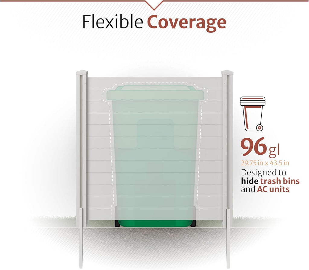 4ft H x 4ft W (2 Panels) No Dig Premium White Vinyl Privacy Screen, Outdoor Privacy Panels, Use As Air