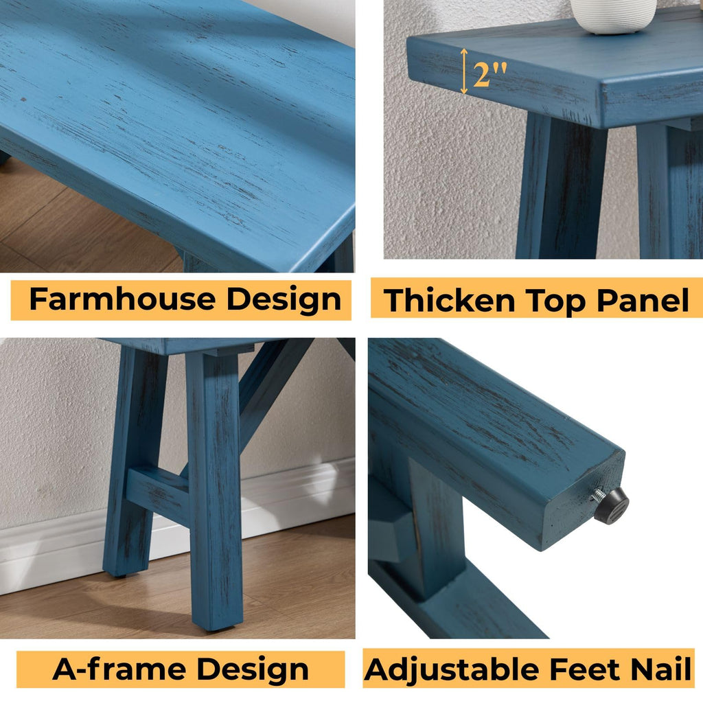 30" Farmhouse Entryway Bench, Rustic Solid Wood Dining Room Bench Small Entryway/Hallway Bench for Indoors Entry Way