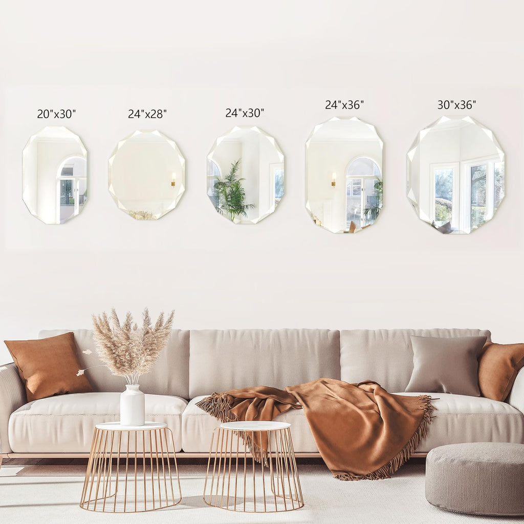 20x30 Inch Bathroom Mirrors for Over Sink, Round Frameless Mirrors for Wall