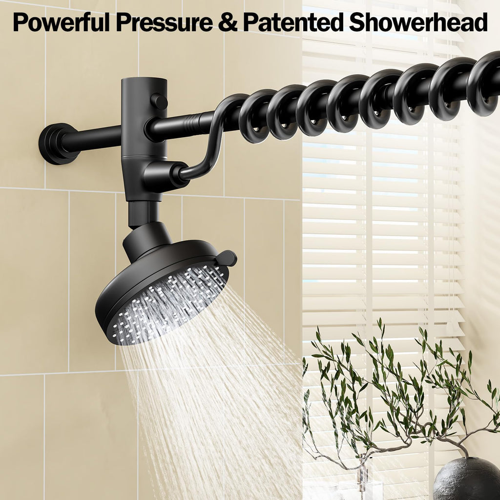 Dual Shower Head with Original Adjustable Slider, Double Showerhead, Black