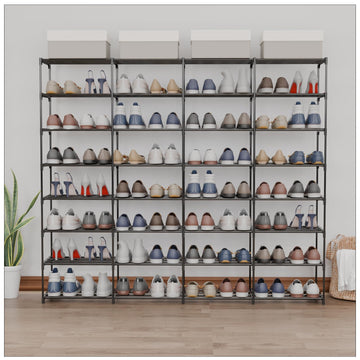 Large Shoe Rack 4 Row 8 Tier Holds 64 Pairs