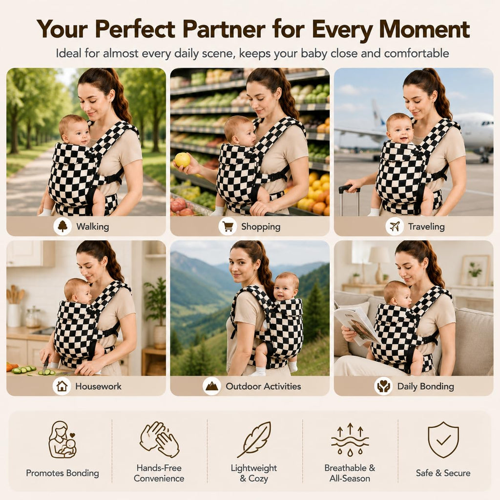 Carrier Newborn to Toddler,Cotton Infant Carrier,7-40lbs Baby Carrier