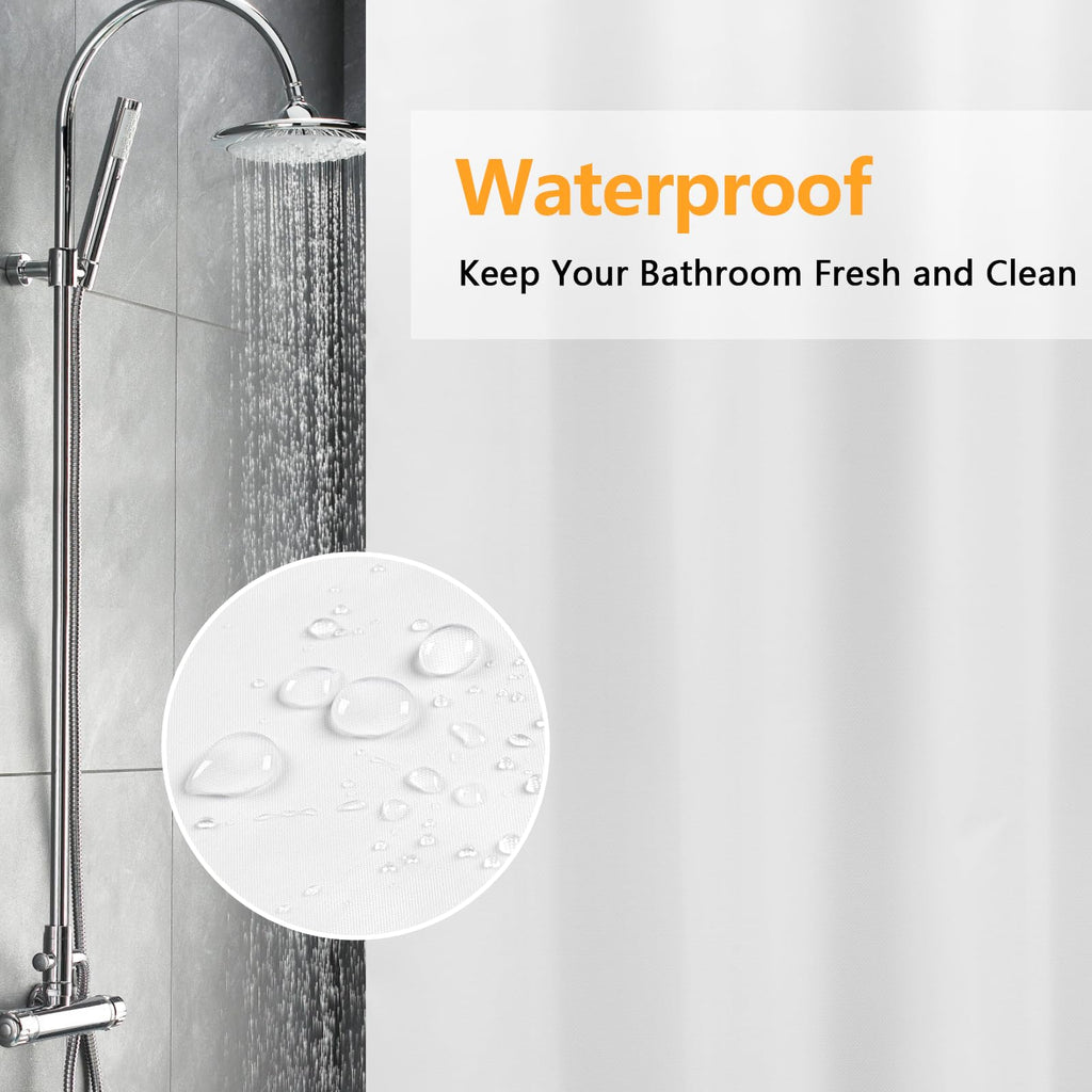 Extra Tall Waterproof Fabric Shower Curtain Liner 108 Inch Length, Washable Cloth Shower Liner with 3 Large Magnets