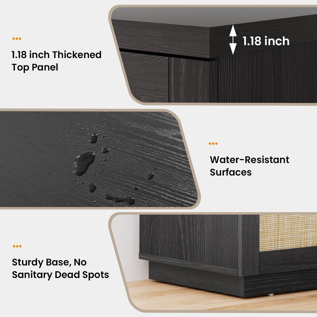 With Storage 31.5'' Boho Sideboard-Black