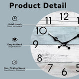 Wall Clock Silent Non-Ticking 14 Inch Battery Operated Country Large Retro Rustic and Beach Style Decorative for