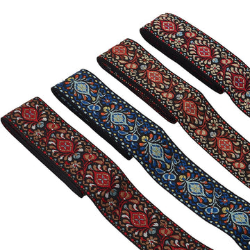 2 Inch Vintage Jacquard Ribbon, Emobridered Woven Ribbon Boho Jacquard Trim Floral Fabric Trim for DIY - 8 Yard