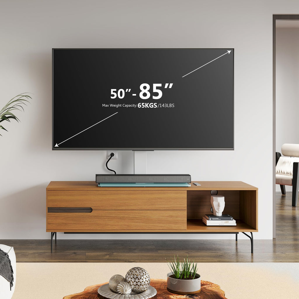 Universal TV Stand with Power Outlets for 50-85 Inch TVs, White