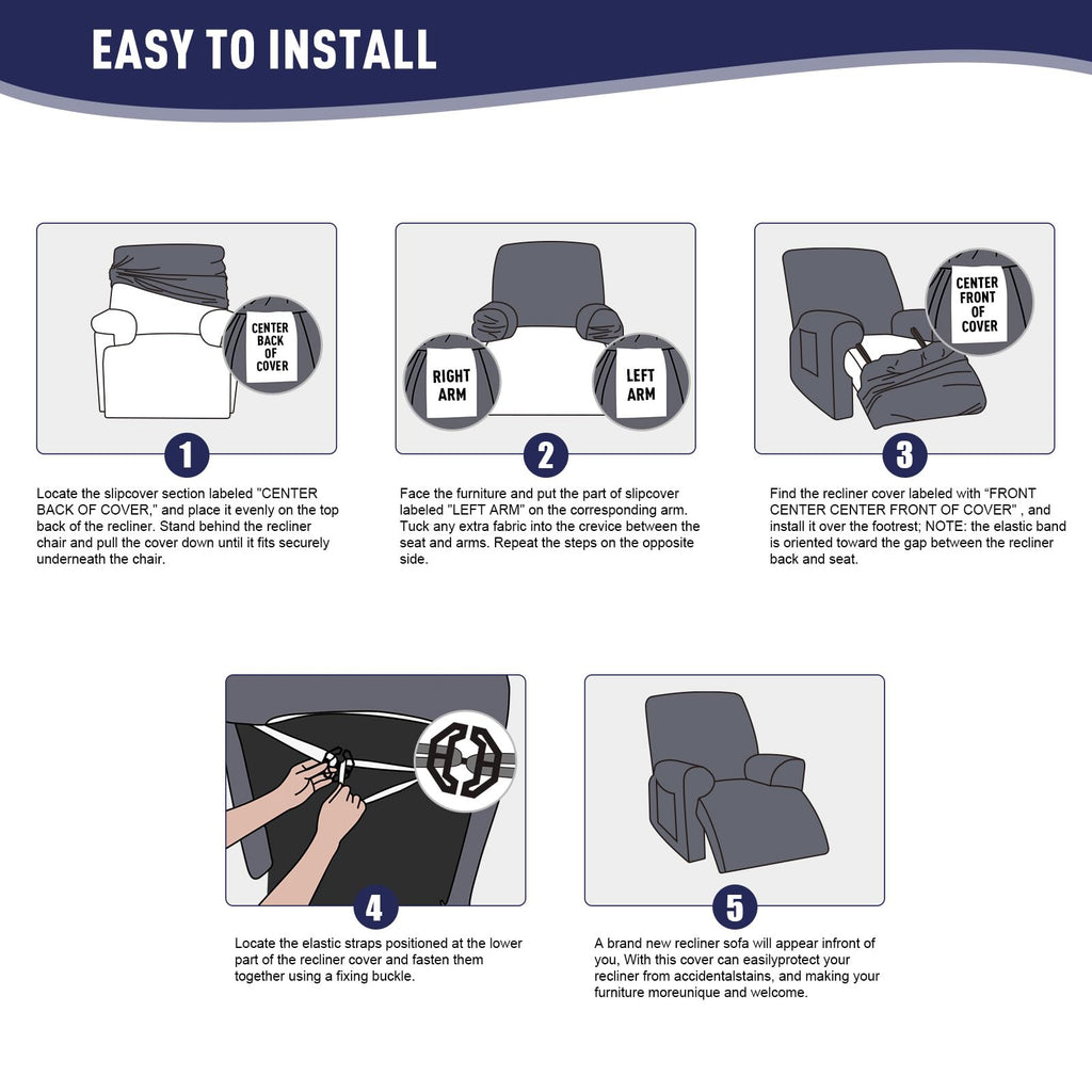 Oversized Recliner Chair Covers, Reclining Cover, Dark Blue