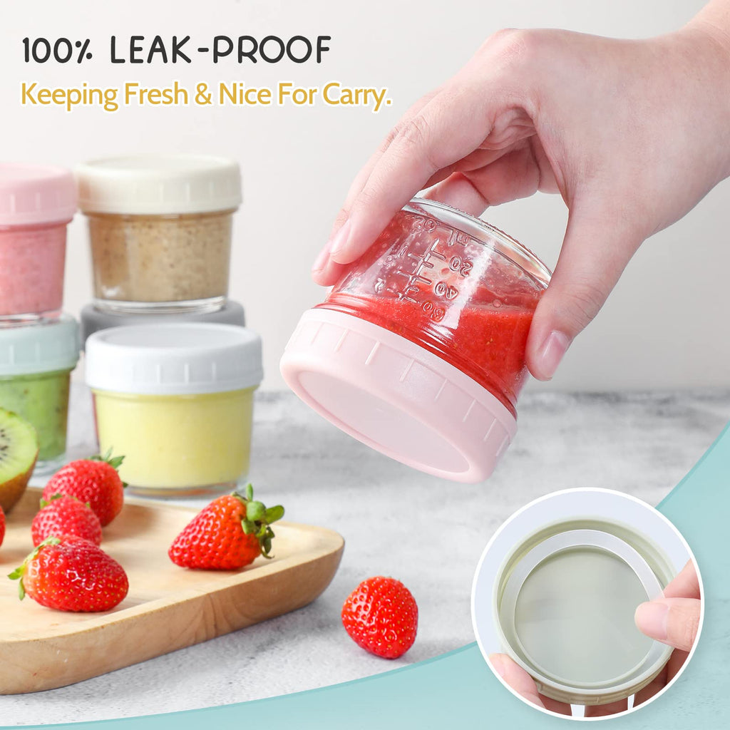 12Pack Glass Baby Food Storage Containers - 4 oz Baby Food Storage Jars With Lids, Baby Food Maker, Microwave