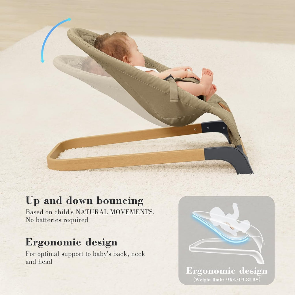 Bouncer Seat for Infants, Portable Bouncy Seat, Brown