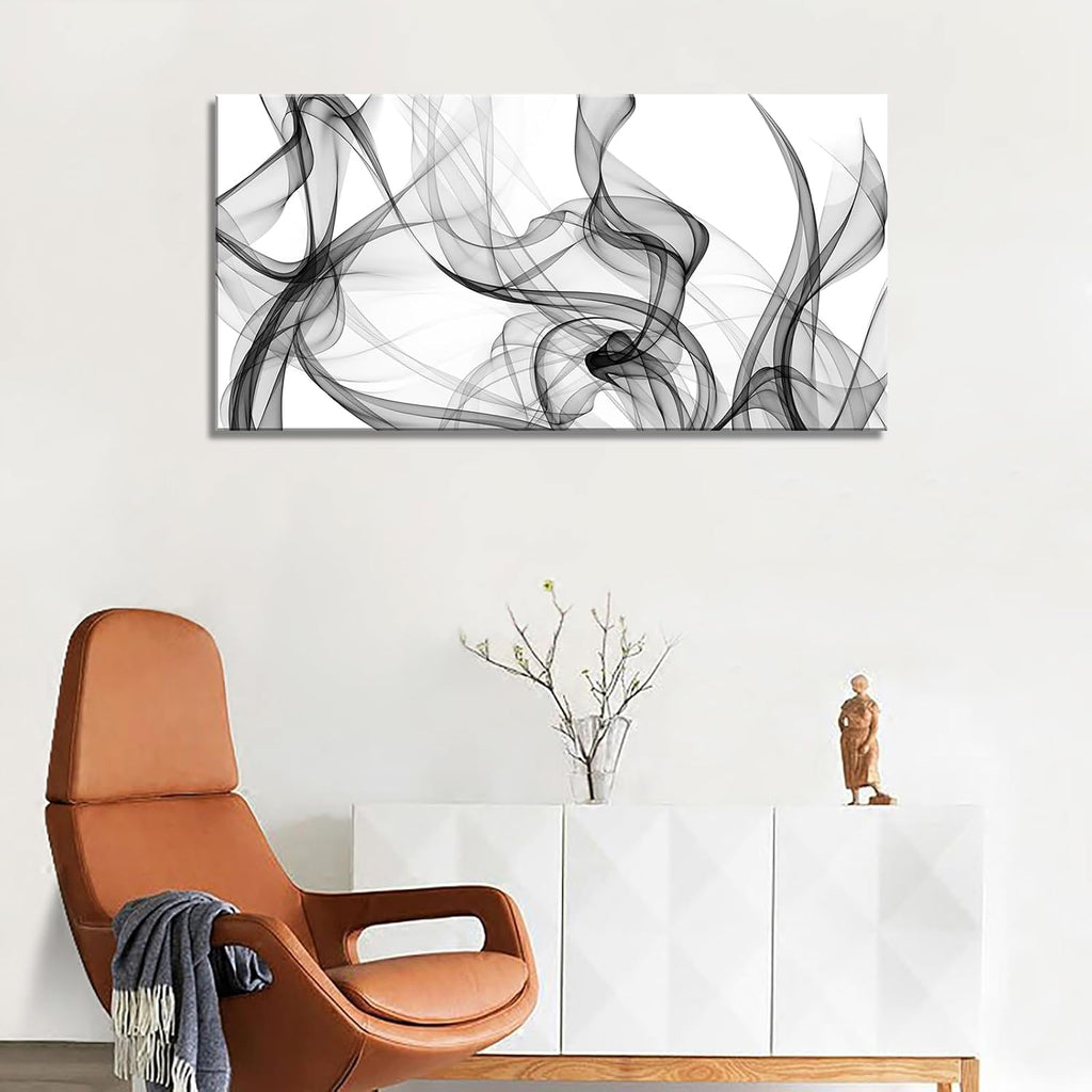 FC3850 Abstract Wall Art Light Streak Black and White Abstract Line Canvas Wall Art Bedroom Bathroom Office Wall Decor
