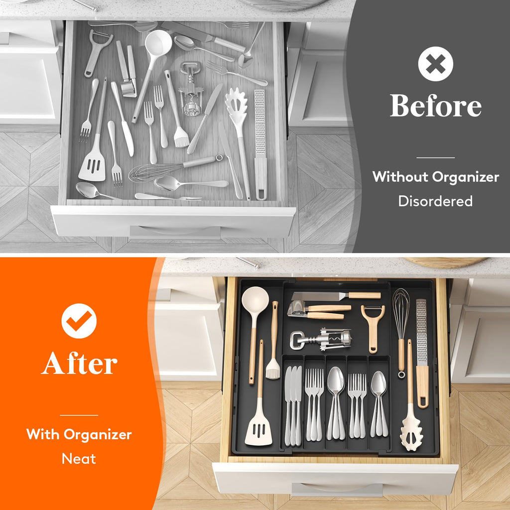 Expandable Silverware Drawer Organizer, Utensil Tray
