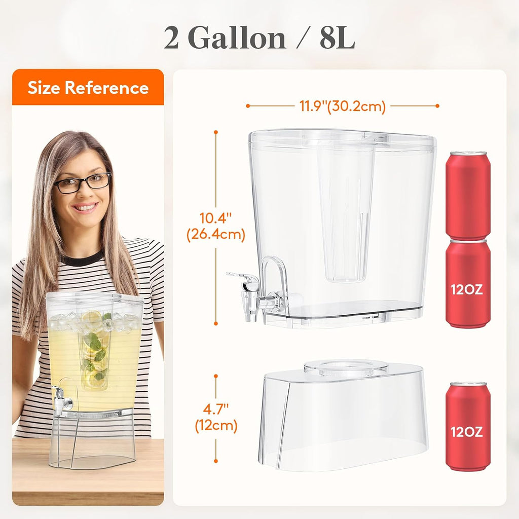 Gal Drink Dispenser with Leak-Proof Spigot & Fruit Infuser - Set of 2