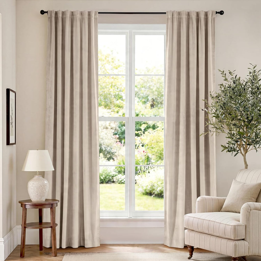 Velvet Blackout Curtains Thermal Insulated Room Window Drapes Super Soft Luxury Curtains for Living Room Bedroom Rod